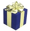 18" Collapsible Blue Gift Box With Gold Bow For Display
