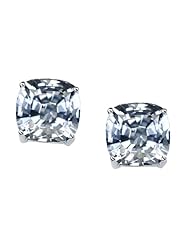 Tommaso Design (tm) 7mm Cushion Cut Genuine White Topaz Earrings Studs in 14 kt White Gold