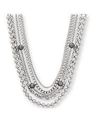 Amalfi™ Stainless Steel Multiple Chain Necklace Pendant with Hematite