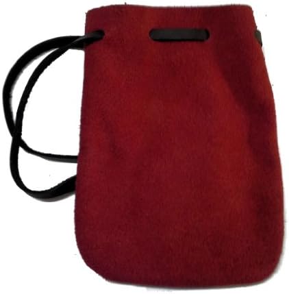 Suede Leather Dice Bag - 4.5" x 6" Medium Size Holds 50 Dice (Red)