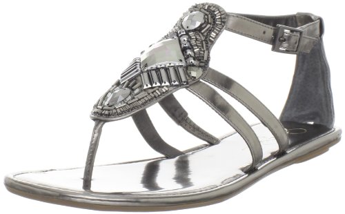 Jessica Simpson Women's Camille T-Strap Sandal,Grafite/Liquid Metal,6.5 M US