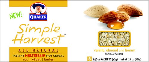Quaker Simple Harvest Vanilla, Almond & Honey, 11.8-Ounce Boxes (Pack of 6) by Quaker
