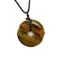 Tiger's Eye Quartz Polished Gemstone Donut Pendant on Adjustable Silk Necklace