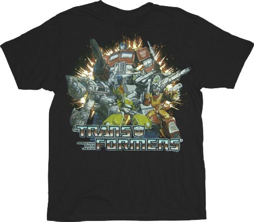  Transformers Autobots Blow-Up Scene Black T-shirt Tee