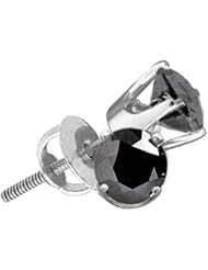 10K White Gold 1.50CT Black Diamond Round Studs
