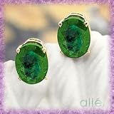 14K 1.05 CTW Oval Emerald Stud Earrings