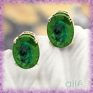 14K 1.05 CTW Oval Emerald Stud Earrings
