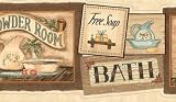 Brown Bath Signs Wallpaper Border
