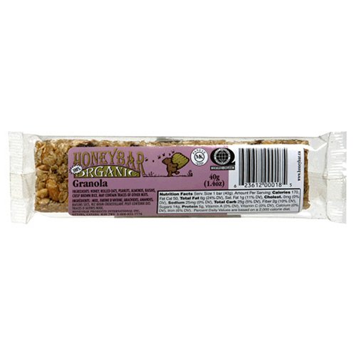 HoneyBar, 100% Organic, Granola, 1.4-Ounce Bars (Pack of 12) by HoneyBar