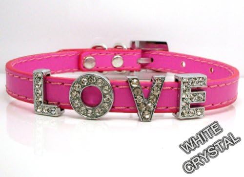 Small Pink Matte Leather with Swarovski Grade Crystal Collar for Cat/dog with Diamante Buckle ***Customize Your Own Pet Name***
