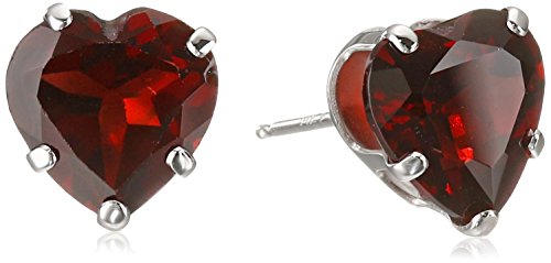 14k White Gold Gemstone Heart Stud Earrings