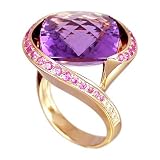 18K Rose Gold Amethyst, Pink Sapphire and Diamond Ring (14.82ctw)