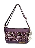 French Kitty Schultertasche Medium Messenger, auberginefarbenes Leinen in Cord-Optik – von International Connection