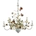 Chandelier 9 light fixture antique cream finish candelabra rose Rambling
