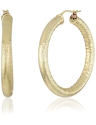 1AR by UnoAerre 18KT Gold Plated 4.5 X 40 Textured Hoop Earrings