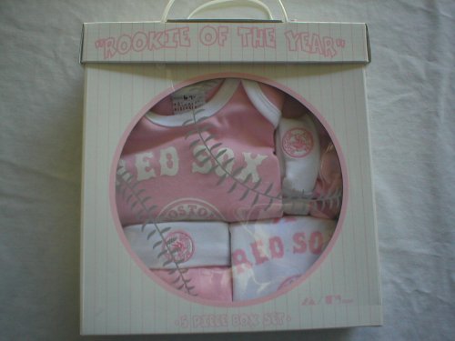 Majestic Athletic Boston Red Sox Newborn Girl Pink 5-Piece 6-9 mos. Gift Set