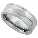 Tungsten Carbide 8 mm (5/16 in.) Domed Comfort Fit Band with Raised Edges