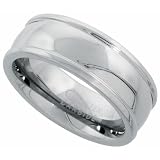 Tungsten 8 mm (5/16 in.) Domed Comfort Fit Band w/ Raised Edges (Available in Sizes 7 to 14)
