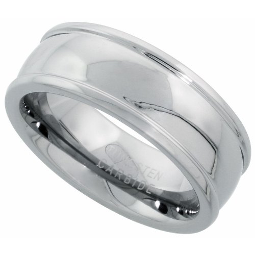 Tungsten Carbide 8 mm (5/16 in.) Domed Comfort Fit Band with Raised Edges