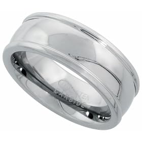 Tungsten Carbide 8 mm (5/16 in.) Domed Comfort Fit Band with Raised Edges, size 7