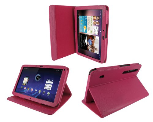 rooCASE Multi-Angle (Magenta) Leather Folio Case Cover for Motorola XOOM Android Tablet