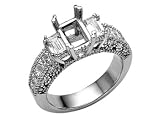 1.20 cts Emerald Cut Diamonds Engagement Ring - Platinum, 14kt White or Yellow Gold