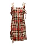 Ladies Red Light Brown White Plaid Zipper Dress Cut and Saw Hips Waist Shoulder