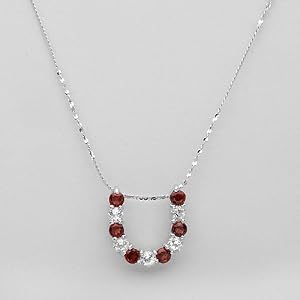 Necklace With 1.40ctw Precious Stones - Genuine Garnets and Topazes Well Made in 925 Sterling silver Length 16in
