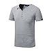 Aiyino Mens Summer Casual V-Neck Button Cuffs Cardigan Short Sleeve T-Shirts L Dark Gray
