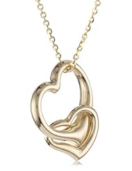 14k Yellow Gold Double Heart Pendant Necklace, 16"
