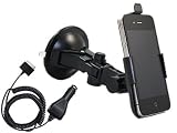 iTALKonline Custom Dedicated Suction Mount Rotating In Car Holder & In Car Charger for Apple iPhone 4, 4G, 4 HD (TomTom Application)
