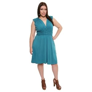 Torrid Plus Size Teal Crocheted-Trim Sleeveless Dress