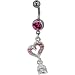 Pugster Pink Crystal Heart Envelope Gem Belly Button Ring Navel Piercing Bar Body Jewelry