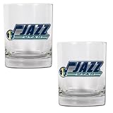 Utah Jazz NBA 2pc Rocks Glass Set - Primary Logo
