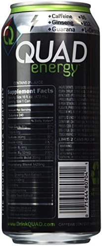 QUAD Energy Drink, Lime Craze, 384 Fluid Ounce (Pack of 24)