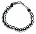 Kahuna KJ030 Gents Black Thong and Silver Chain Intertwined Bracelet