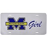 Michigan Wolverines Girl Silver Mirror License Plate