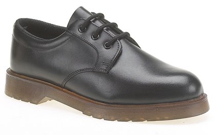 Mens Grafters Uniform Black Leather Air Cushioned Sole Work Shoes Heat Oil Petrol Resistant Soles Size 10