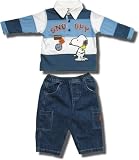 Baby Snoopy Beagle Brand 2 piece rugby shirt / denim jean set for infants