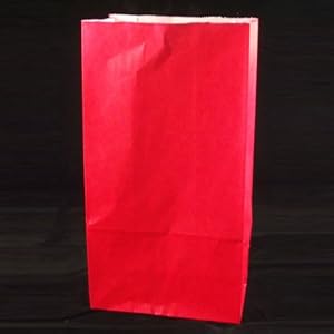 Solid Color Paper Sack Lunch Bags Red 5.3125" Wide x 10" High x 3.25" Deep 100 Pack of Bags