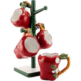 Apple Coffee Mugs Tree Stand by Clocks