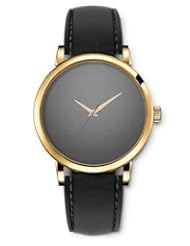 SPRAWL Aanalog Fashion Series Gold Ladies Watches of Genuine Black Leather Strap,Unique Wrist Watch for Women Girls Designed with Texture of a gray fabric