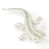 Sterling Silver/Platinum Cubic Zirconia Salamander Pin