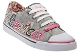 Babycham Basic Lace Pearl Letters Womens Grey Canvas Low Top Trainers