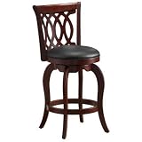24 Inch Scrollback Swivel Counter Stool with Back - Light Cherry