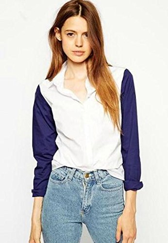 シャツ ブラウス カジュアルシャツ お洒落 バイカラー 切 替 シャツ セレ カジ 長 袖 トップス 白 (オリジナル・ブレスレットとサシェセット)