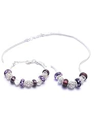 Crystal Charm Bracelet and Necklace Gift Set Girls Pandora Style Gift Boxed