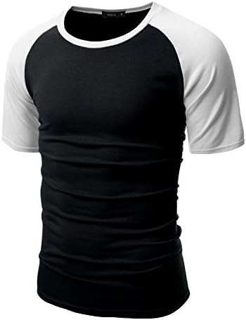 Doublju Mens Comfortable Round Neck Skinny Fit Fashion T-shirt BLACKWHITE,XL