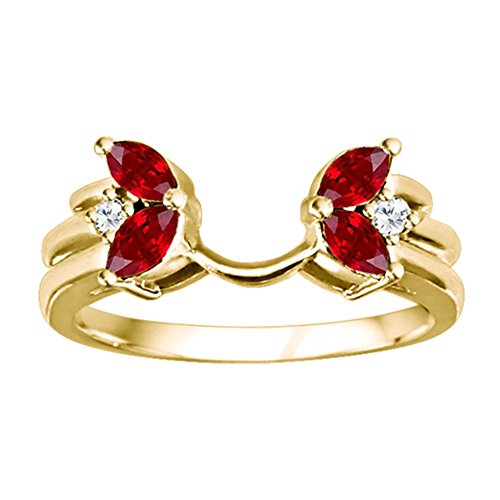 Diamond and Created Ruby Ring Wrap Enhancer set in 14k Yellow Gold (0.43 ct. twt)