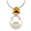14K White Gold Paspaley South Sea Cultured Pearl and Citrine Pendant - 11.00mm